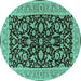Round Oriental Turquoise Traditional Rug, urb449turq