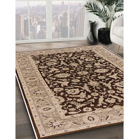 Mid-Century Modern Sangria Brown Oriental Rug, urb449