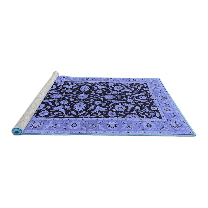 Sideview of Machine Washable Oriental Blue Traditional Rug, wshurb449blu