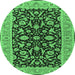 Round Oriental Emerald Green Traditional Rug, urb449emgrn
