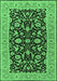 Machine Washable Oriental Emerald Green Traditional Area Rugs, wshurb449emgrn