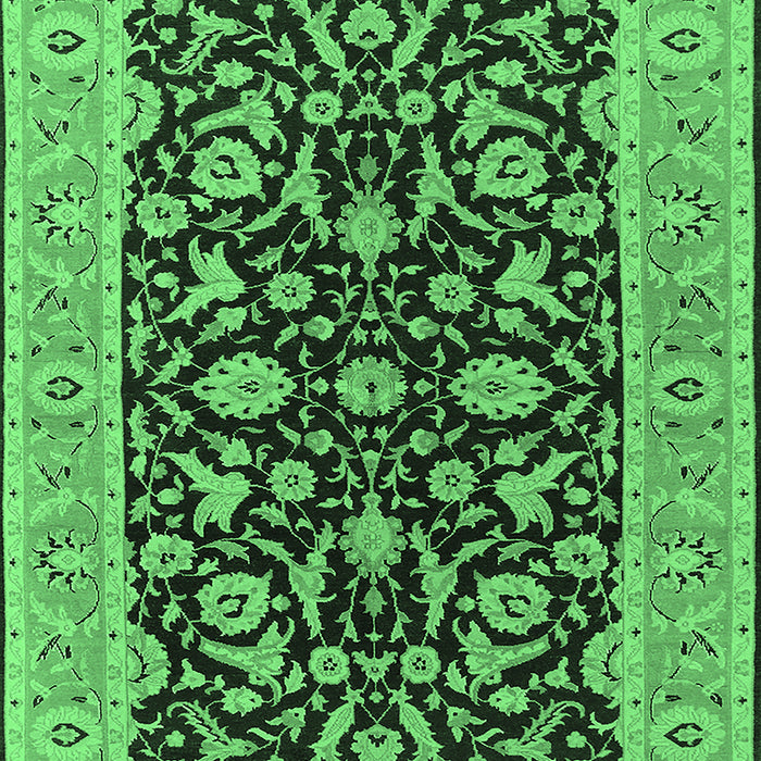 Machine Washable Oriental Emerald Green Traditional Area Rugs, wshurb449emgrn