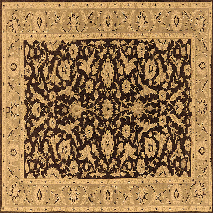 Square Machine Washable Oriental Brown Traditional Rug, wshurb449brn