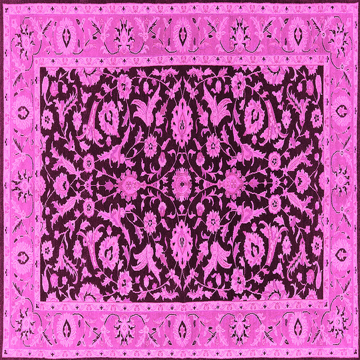 Square Machine Washable Oriental Pink Traditional Rug, wshurb449pnk
