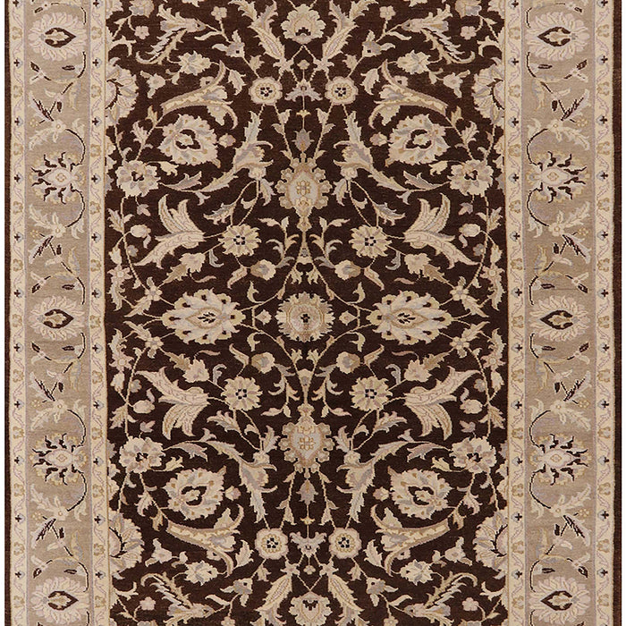 Mid-Century Modern Sangria Brown Oriental Rug, urb449
