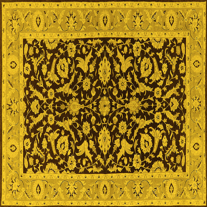 Square Machine Washable Oriental Yellow Traditional Rug, wshurb449yw