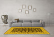 Machine Washable Oriental Yellow Traditional Rug in a Living Room, wshurb449yw