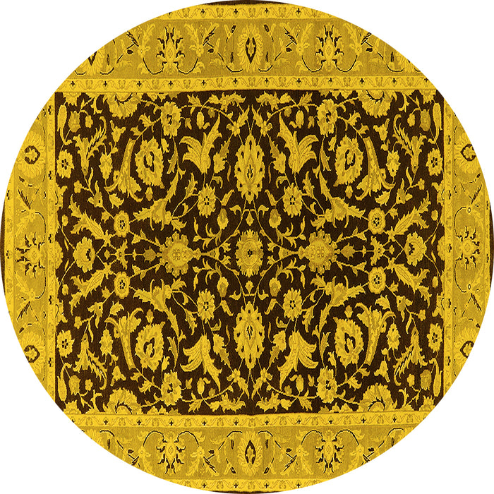 Round Oriental Yellow Traditional Rug, urb449yw