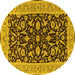 Round Machine Washable Oriental Yellow Traditional Rug, wshurb449yw