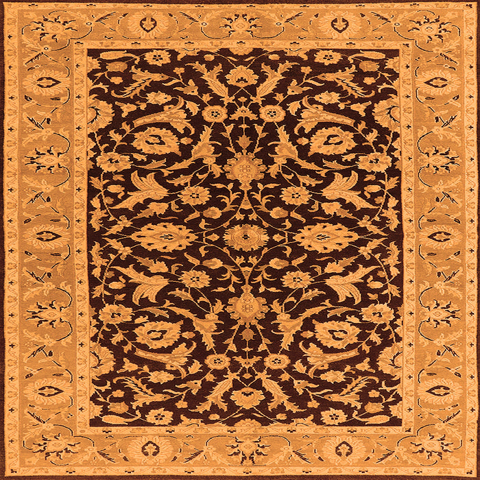 Square Machine Washable Oriental Orange Traditional Area Rugs, wshurb449org