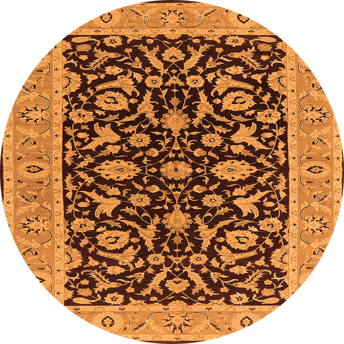 Round Oriental Orange Traditional Rug, urb449org