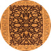 Round Oriental Orange Traditional Rug, urb449org