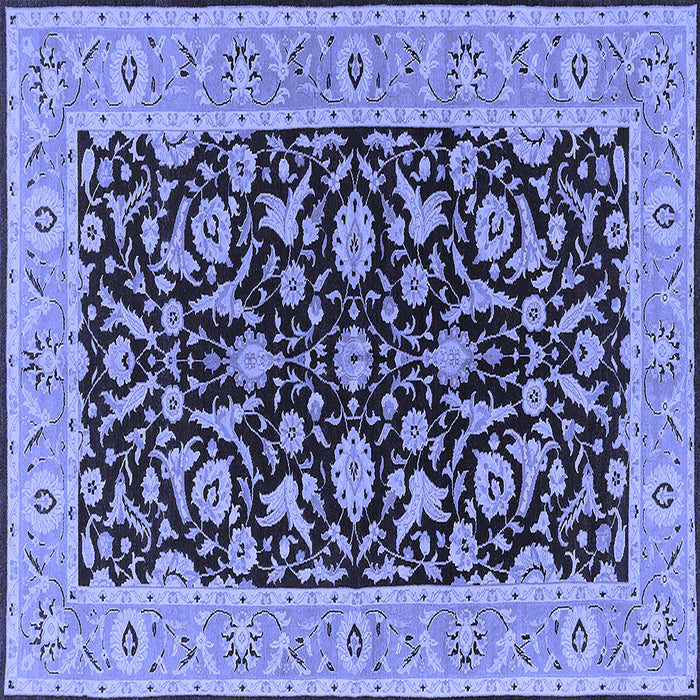 Square Machine Washable Oriental Blue Traditional Rug, wshurb449blu