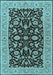 Machine Washable Oriental Light Blue Traditional Rug, wshurb449lblu