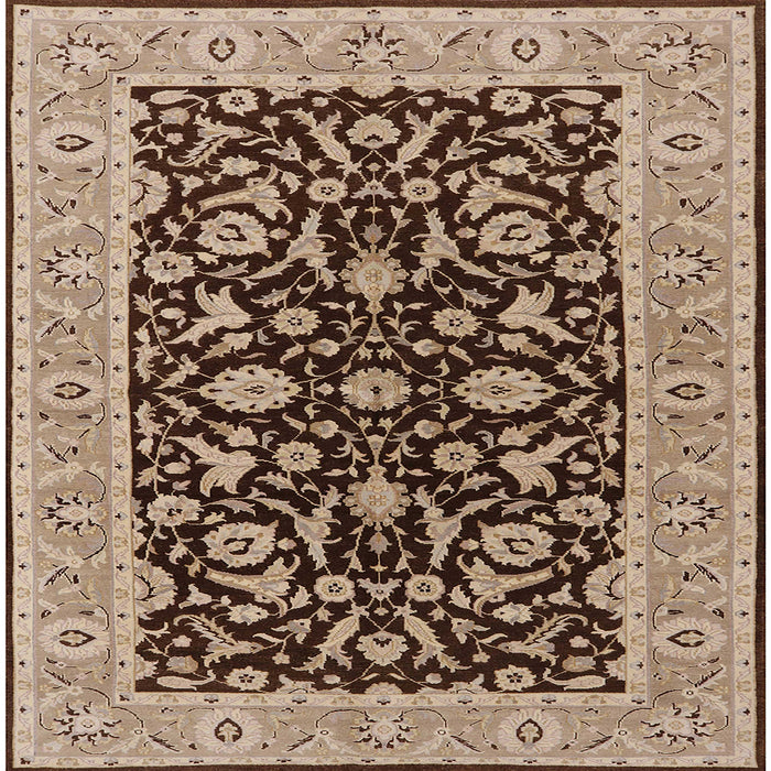 Square Mid-Century Modern Sangria Brown Oriental Rug, urb449