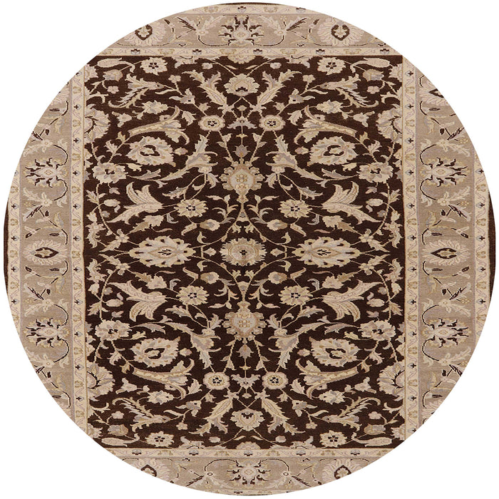 Round Machine Washable Industrial Modern Sangria Brown Rug, wshurb449