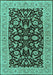 Machine Washable Oriental Turquoise Traditional Area Rugs, wshurb449turq