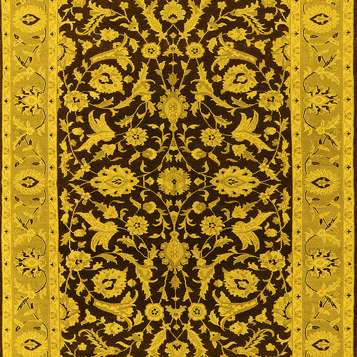 Machine Washable Oriental Yellow Traditional Rug, wshurb449yw