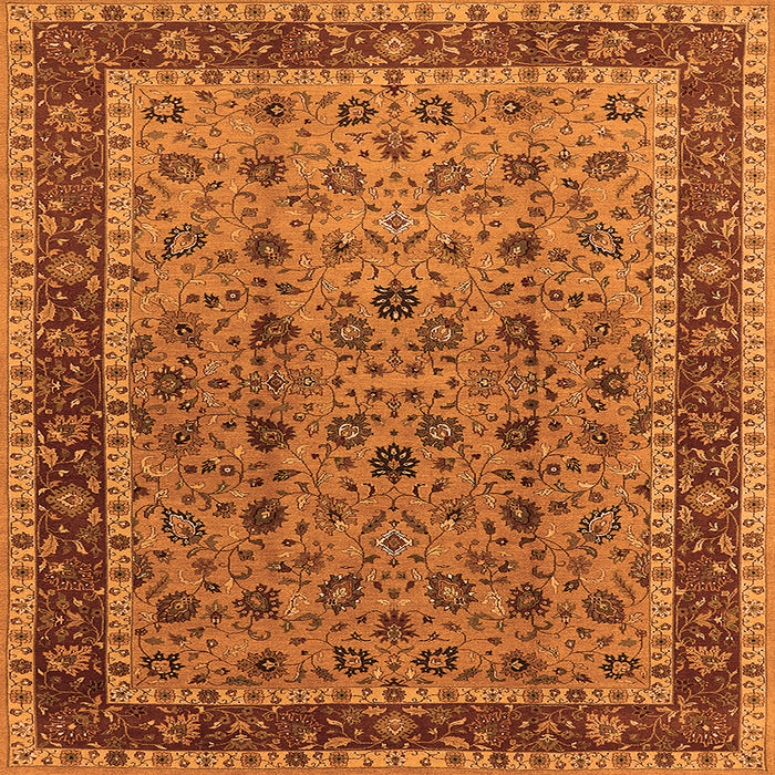 Square Machine Washable Oriental Orange Traditional Area Rugs, wshurb450org