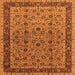 Square Machine Washable Oriental Orange Traditional Area Rugs, wshurb450org