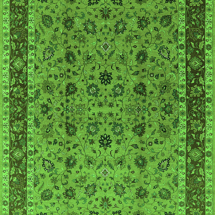 Machine Washable Oriental Green Traditional Area Rugs, wshurb450grn