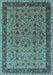 Machine Washable Oriental Light Blue Traditional Rug, wshurb450lblu