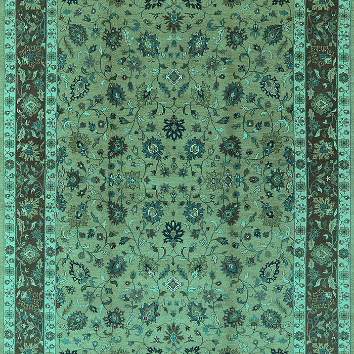 Machine Washable Oriental Turquoise Traditional Area Rugs, wshurb450turq