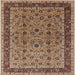 Square Mid-Century Modern Brown Sand Brown Oriental Rug, urb450