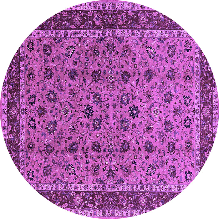 Round Oriental Purple Traditional Rug, urb450pur