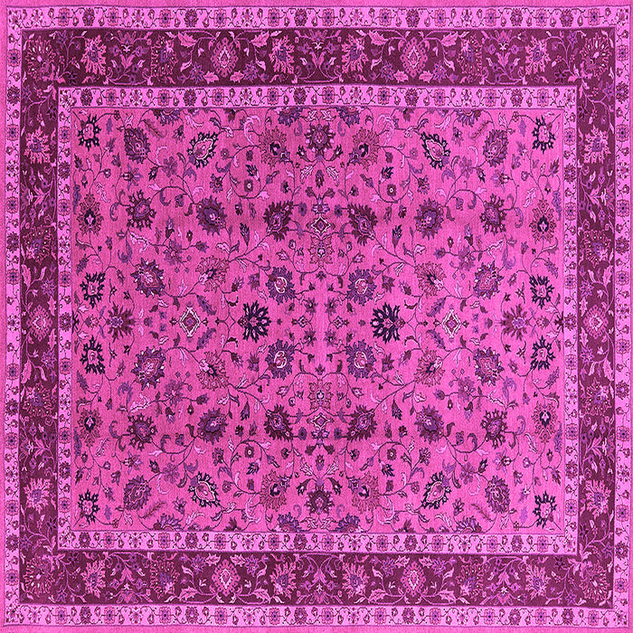 Square Machine Washable Oriental Pink Traditional Rug, wshurb450pnk