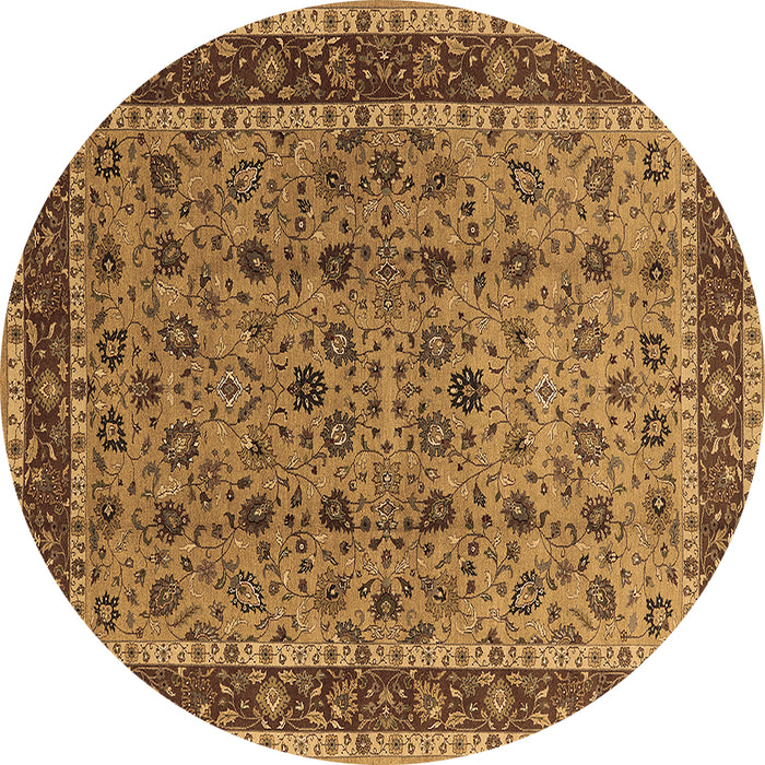 Round Oriental Brown Traditional Rug, urb450brn