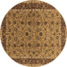 Round Oriental Brown Traditional Rug, urb450brn