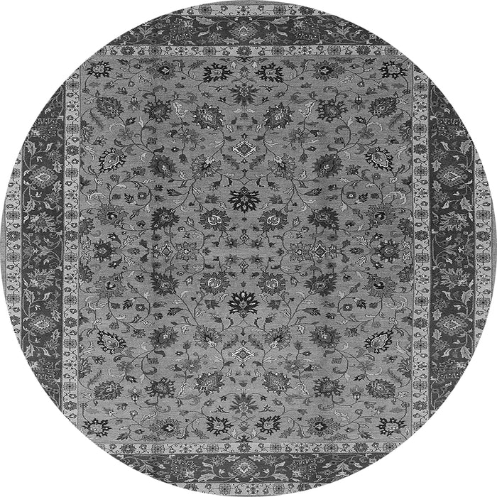 Round Machine Washable Oriental Gray Traditional Rug, wshurb450gry