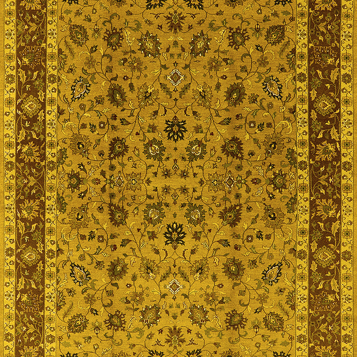 Machine Washable Oriental Yellow Traditional Rug, wshurb450yw