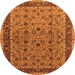 Round Oriental Orange Traditional Rug, urb450org