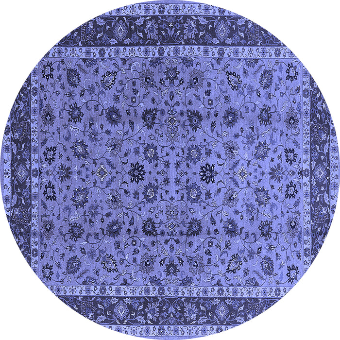Round Oriental Blue Traditional Rug, urb450blu