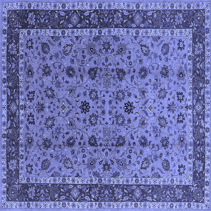 Square Machine Washable Oriental Blue Traditional Rug, wshurb450blu