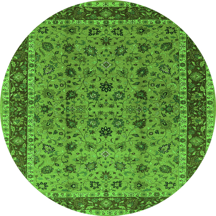 Round Oriental Green Traditional Rug, urb450grn