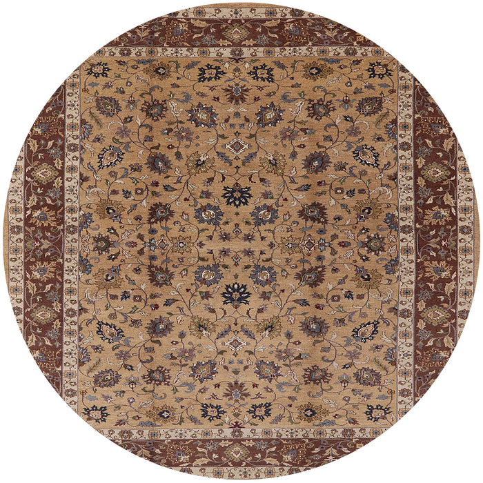 Round Mid-Century Modern Brown Sand Brown Oriental Rug, urb450