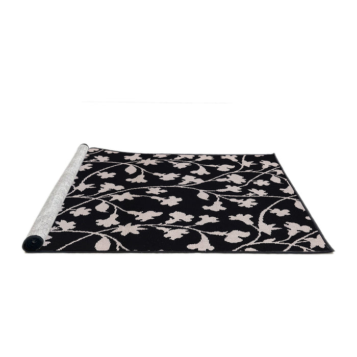 Sideview of Machine Washable Industrial Modern Black Rug, wshurb451