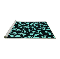 Sideview of Machine Washable Oriental Turquoise Industrial Area Rugs, wshurb451turq