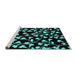 Sideview of Machine Washable Oriental Turquoise Industrial Area Rugs, wshurb451turq
