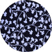 Round Machine Washable Oriental Blue Industrial Rug, wshurb451blu