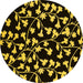 Round Machine Washable Oriental Yellow Industrial Rug, wshurb451yw