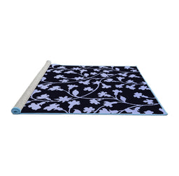 Sideview of Machine Washable Oriental Blue Industrial Rug, wshurb451blu