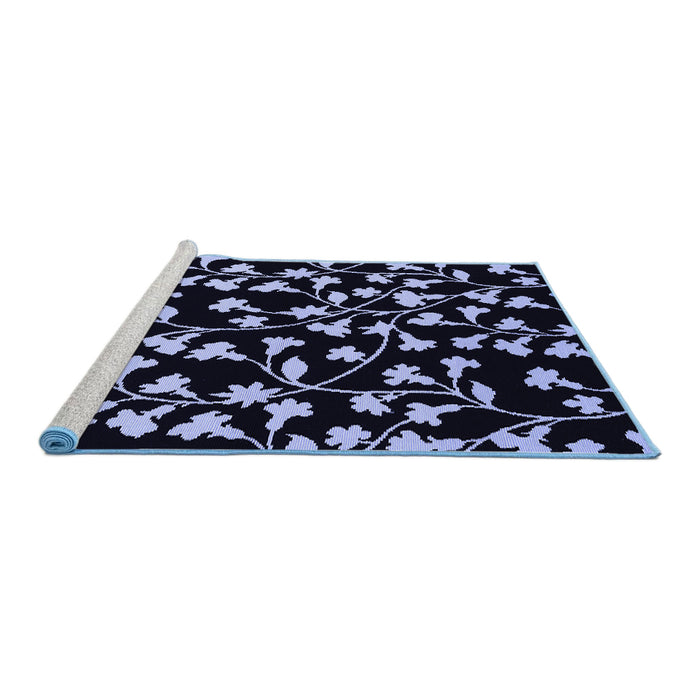Sideview of Machine Washable Oriental Blue Industrial Rug, wshurb451blu