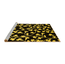 Sideview of Machine Washable Oriental Yellow Industrial Rug, wshurb451yw