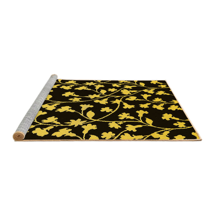 Sideview of Machine Washable Oriental Yellow Industrial Rug, wshurb451yw