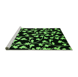 Sideview of Machine Washable Oriental Green Industrial Area Rugs, wshurb451grn