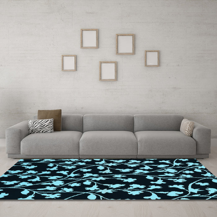 Machine Washable Oriental Light Blue Industrial Rug in a Living Room, wshurb451lblu
